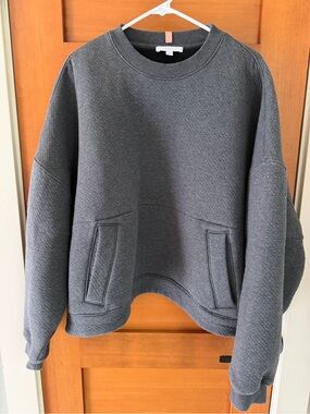Lunya Restore Double Face Crew Neck Boxy Sweatshirt in Grey L/XL